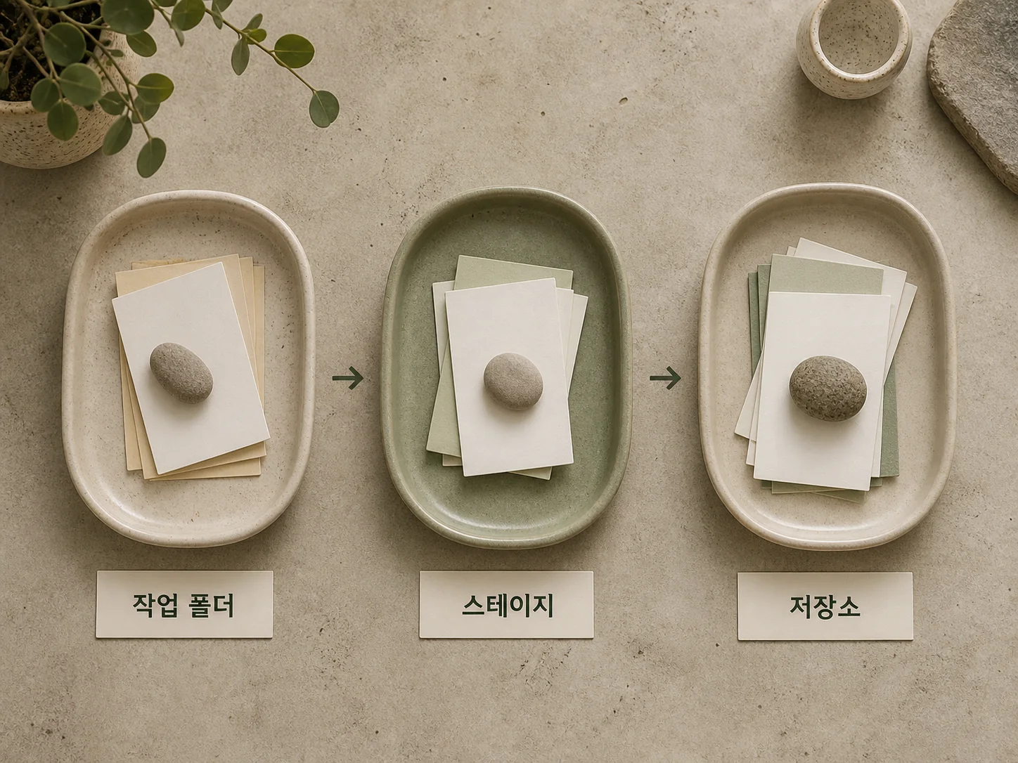 작업 폴더에서 실제로 치게 되는 명령어 순서